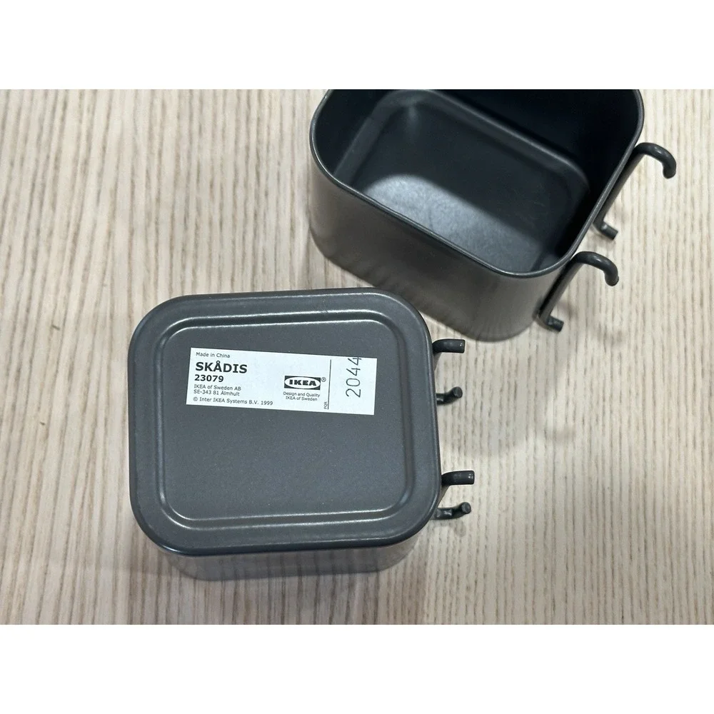 Ikea Skadis Steel Container Storage Gray for Pegboard 503.216.35 SKADIS Pair